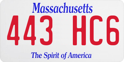 MA license plate 443HC6
