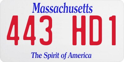 MA license plate 443HD1