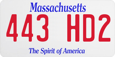MA license plate 443HD2