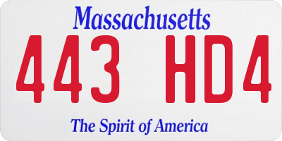 MA license plate 443HD4