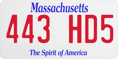 MA license plate 443HD5