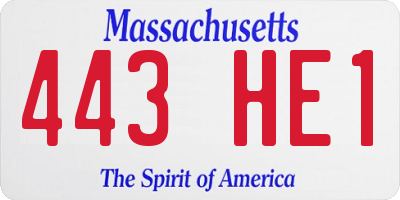 MA license plate 443HE1