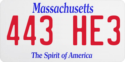 MA license plate 443HE3