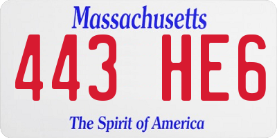MA license plate 443HE6