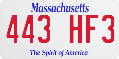 MA license plate 443HF3