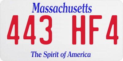 MA license plate 443HF4