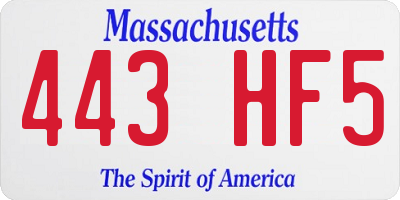 MA license plate 443HF5