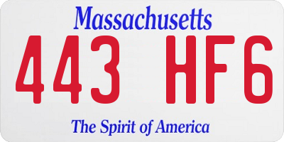 MA license plate 443HF6