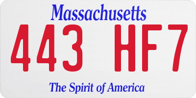 MA license plate 443HF7
