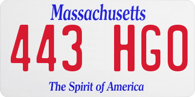 MA license plate 443HG0