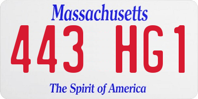 MA license plate 443HG1