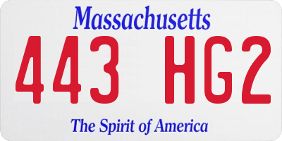 MA license plate 443HG2
