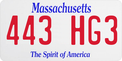 MA license plate 443HG3