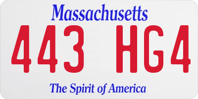 MA license plate 443HG4