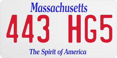 MA license plate 443HG5