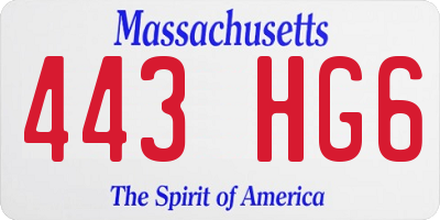 MA license plate 443HG6