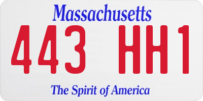 MA license plate 443HH1