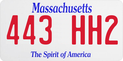 MA license plate 443HH2