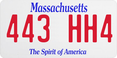 MA license plate 443HH4