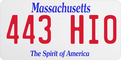 MA license plate 443HI0