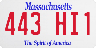 MA license plate 443HI1