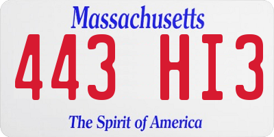 MA license plate 443HI3