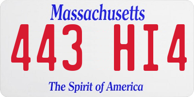 MA license plate 443HI4