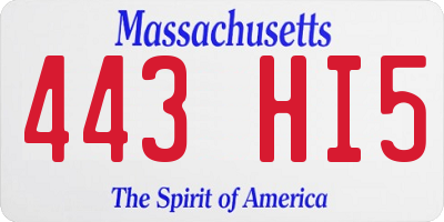 MA license plate 443HI5