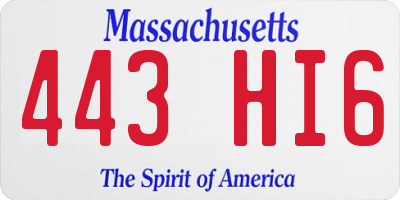 MA license plate 443HI6