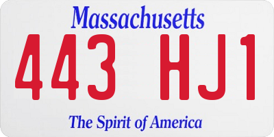 MA license plate 443HJ1