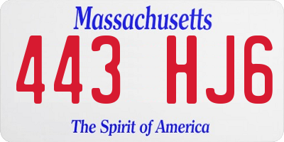MA license plate 443HJ6