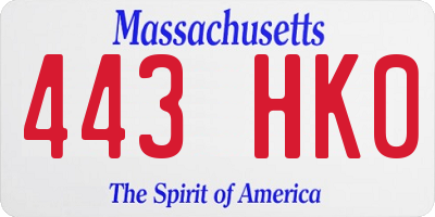 MA license plate 443HK0