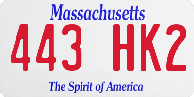 MA license plate 443HK2