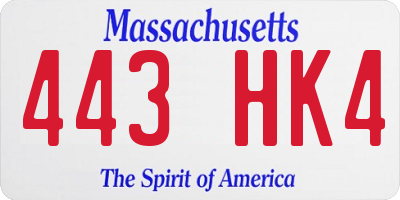 MA license plate 443HK4