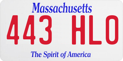 MA license plate 443HL0