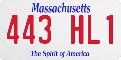 MA license plate 443HL1