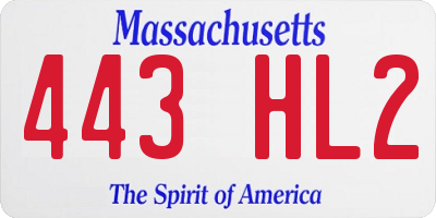 MA license plate 443HL2