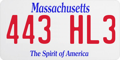 MA license plate 443HL3