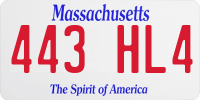 MA license plate 443HL4
