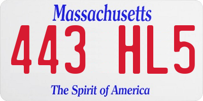 MA license plate 443HL5