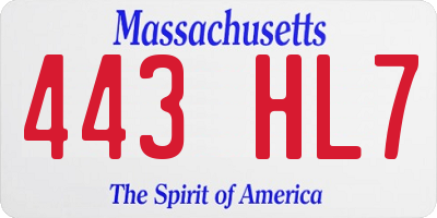 MA license plate 443HL7