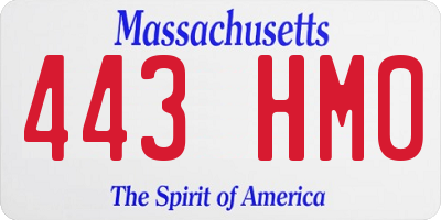 MA license plate 443HM0