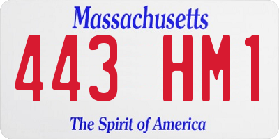 MA license plate 443HM1