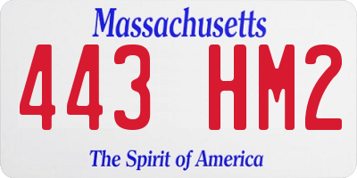 MA license plate 443HM2