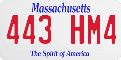 MA license plate 443HM4