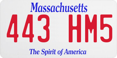 MA license plate 443HM5