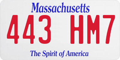 MA license plate 443HM7