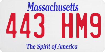 MA license plate 443HM9