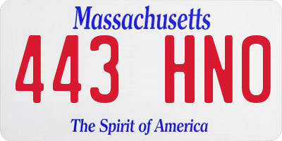 MA license plate 443HN0