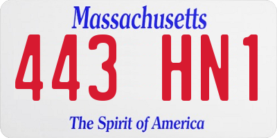 MA license plate 443HN1